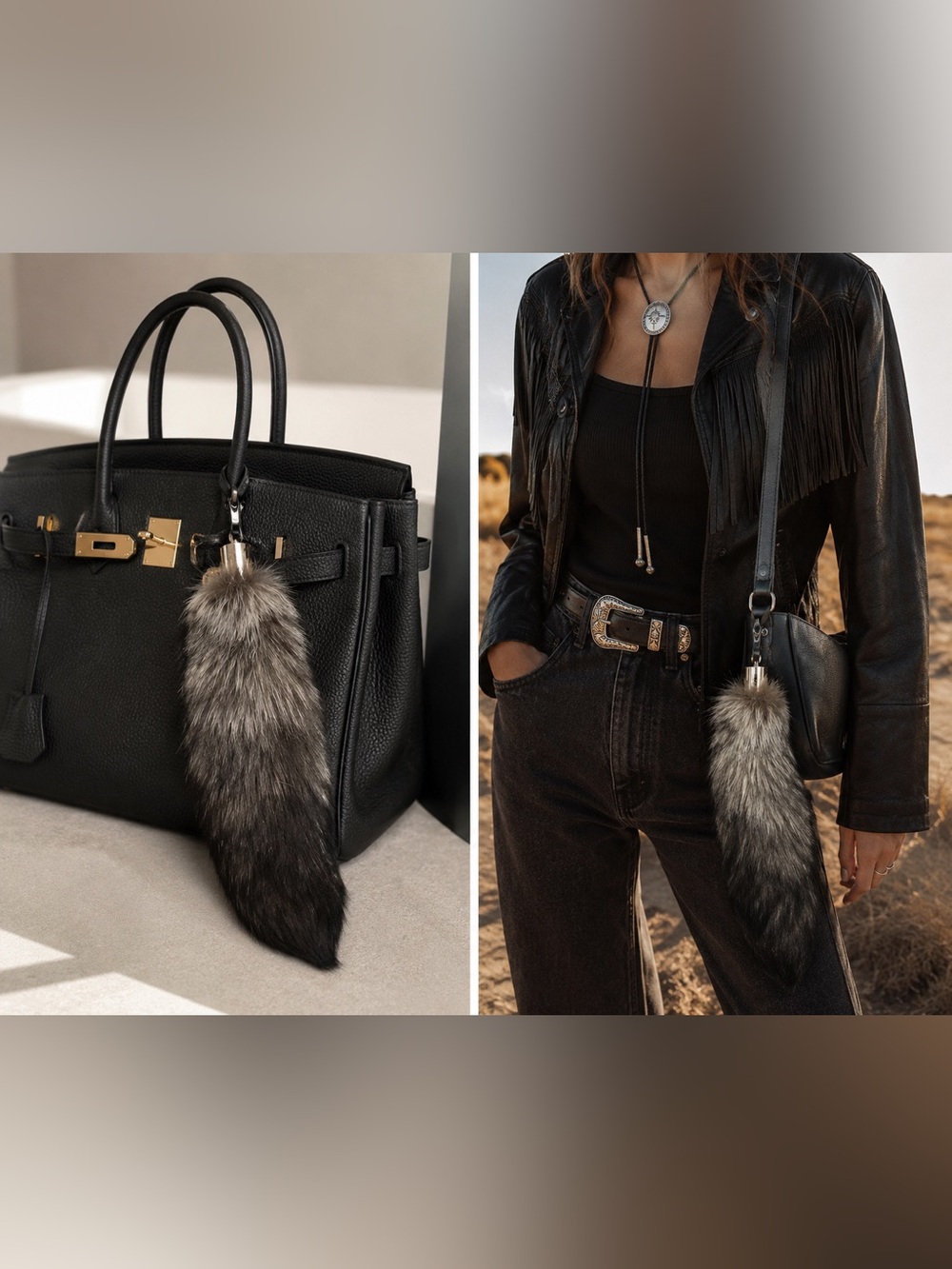 Genuine Fur Tail Bag Charm| 20” in length